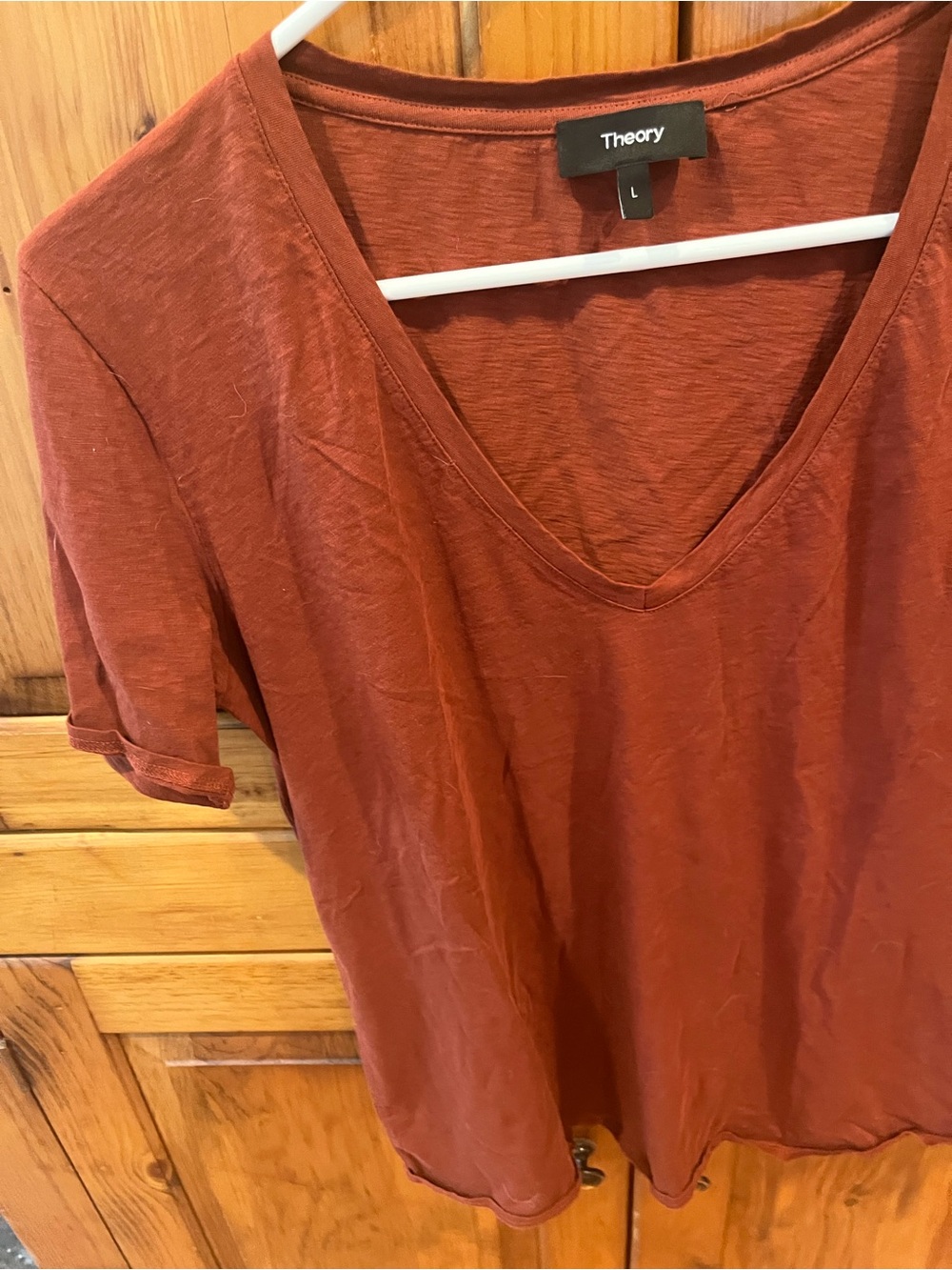 Theory Rust Short Sleeve V-Neck Tee